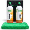 IGL Wash duopack met twee flessen, groene microvezeldoek en doos.