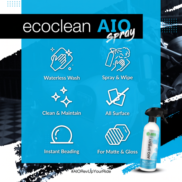 IGL Ecoclean AIO Spray Graphene ∞: waterloos reinigen, sprayen en afnemen, onderhoud en waterafstotende glans.